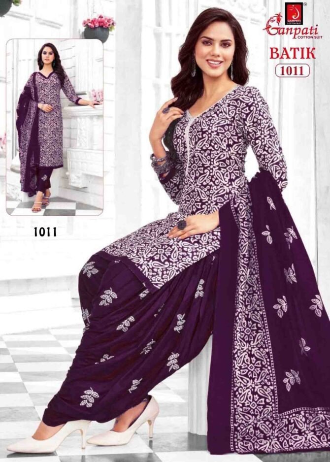 Ganpati Batik Vol-10 - 1011   Purple Color Cotton Salwar Material CM1234423 (LR2C)
