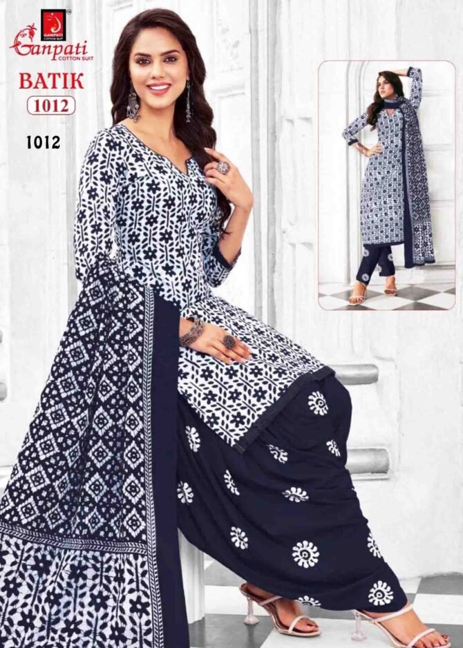 Ganpati Batik Vol-10 - 1012   Navy Blue Color Cotton Salwar Material CM1234423 (LR2C)