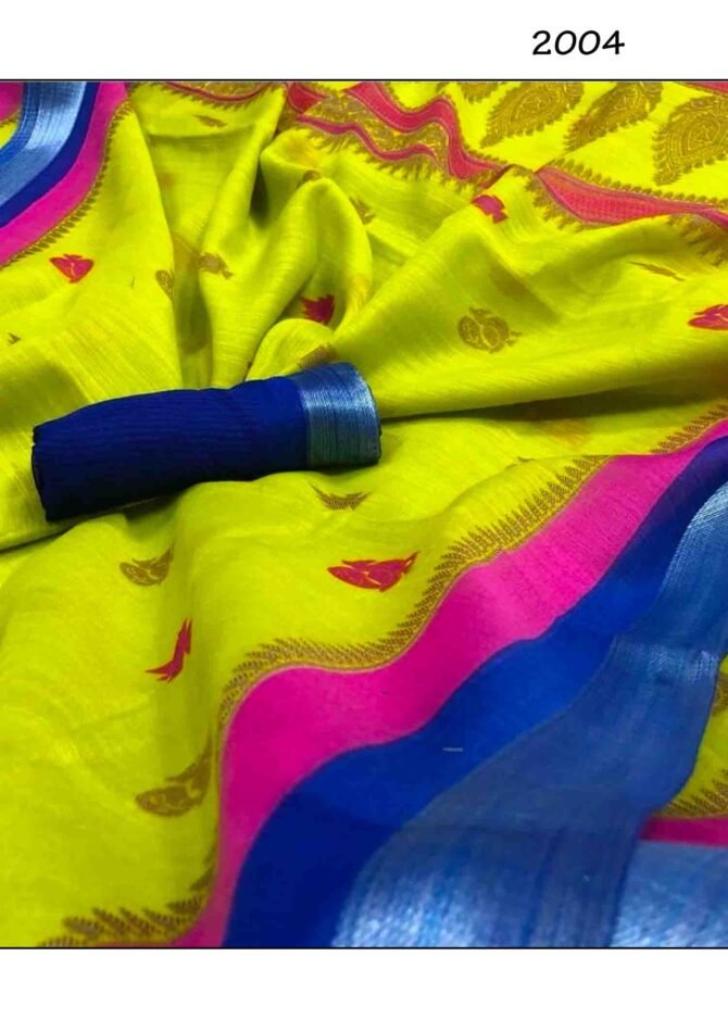 2004- Siddhanth Ikkat Silk Linen Cotton Saree CM1227242 (RR2B) Green