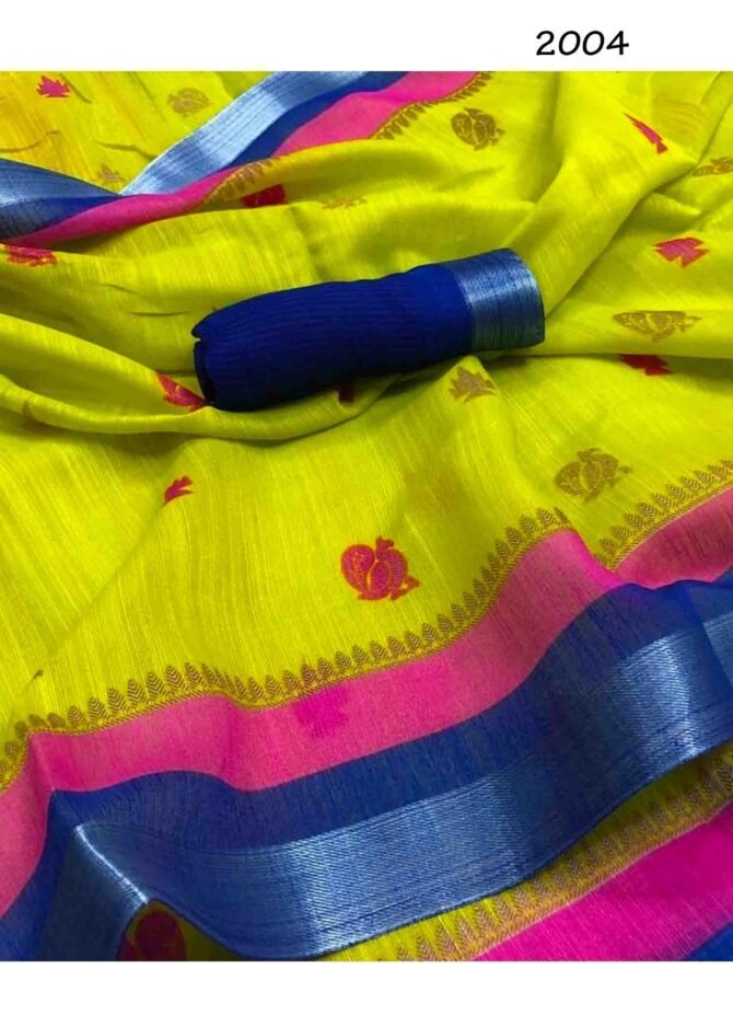 2004- Siddhanth Ikkat Silk Linen Cotton Saree CM1227242 (RR2B) Green
