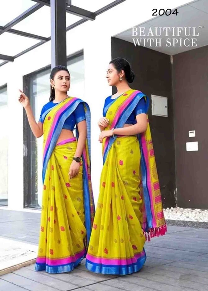 2004- Siddhanth Ikkat Silk Linen Cotton Saree CM1227242 (RR2B) Green