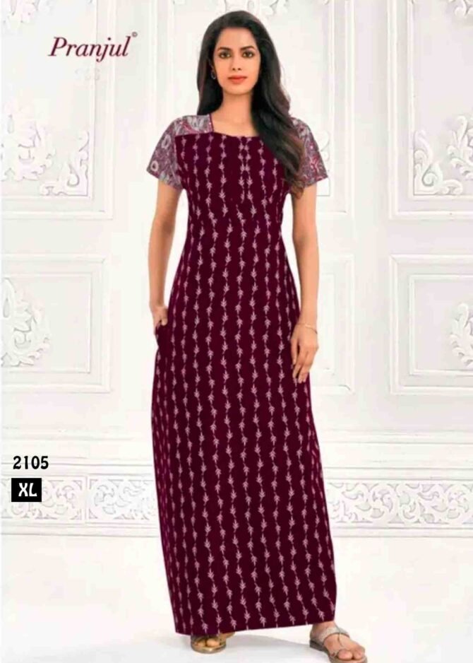 Pranjul - 2105-XL  Plum Purple Color Cotton Nighty Readymade CM1226330 (RR3B)