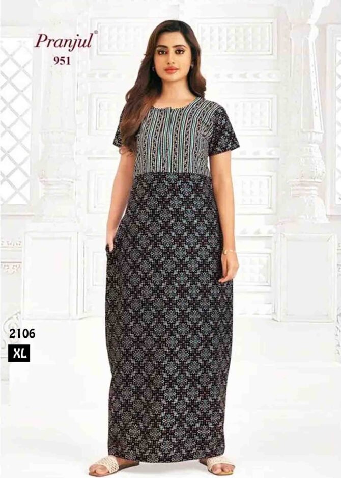 Pranjul - 2106-XL  Dark Brown Color Cotton Nighty Readymade CM1226330 (LR1C)