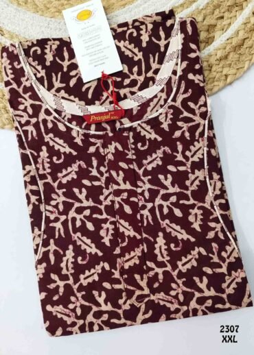 Aaghana -2307  [XXL]  Maroon Color (Pranjul Brand) Cotton Readymade Pocket Nighty CM1235883 (LR2E)