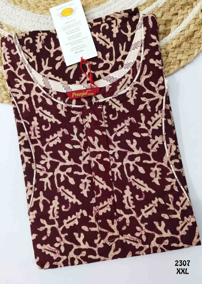 Aaghana -2307  [XXL]  Maroon Color (Pranjul Brand) Cotton Readymade Pocket Nighty CM1235883 (LR2E)