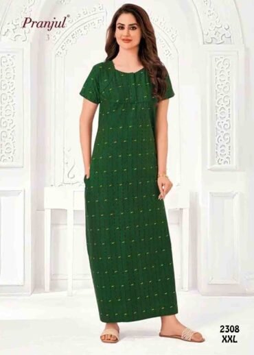 Aaghana -2308  [XXL]  Green Color (Pranjul Brand) Cotton Readymade Pocket Nighty CM1235883 (LR2E)