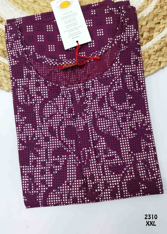 Aaghana -2310  [XXL]  Purple Color (Pranjul Brand) Cotton Readymade Pocket Nighty CM1235883 (LR2E)