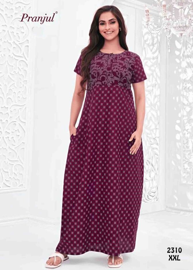 Aaghana -2310  [XXL]  Purple Color (Pranjul Brand) Cotton Readymade Pocket Nighty CM1235883 (LR2E)