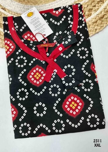 Aaghana -2311  [XXL]  Black Color (Pranjul Brand) Cotton Readymade Pocket Nighty CM1235883 (LR2E)