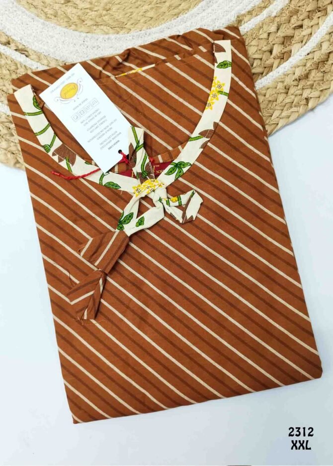 Aaghana -2312  [XXL]  Brown Color (Pranjul Brand) Cotton Readymade Pocket Nighty CM1235883 (LR2E)