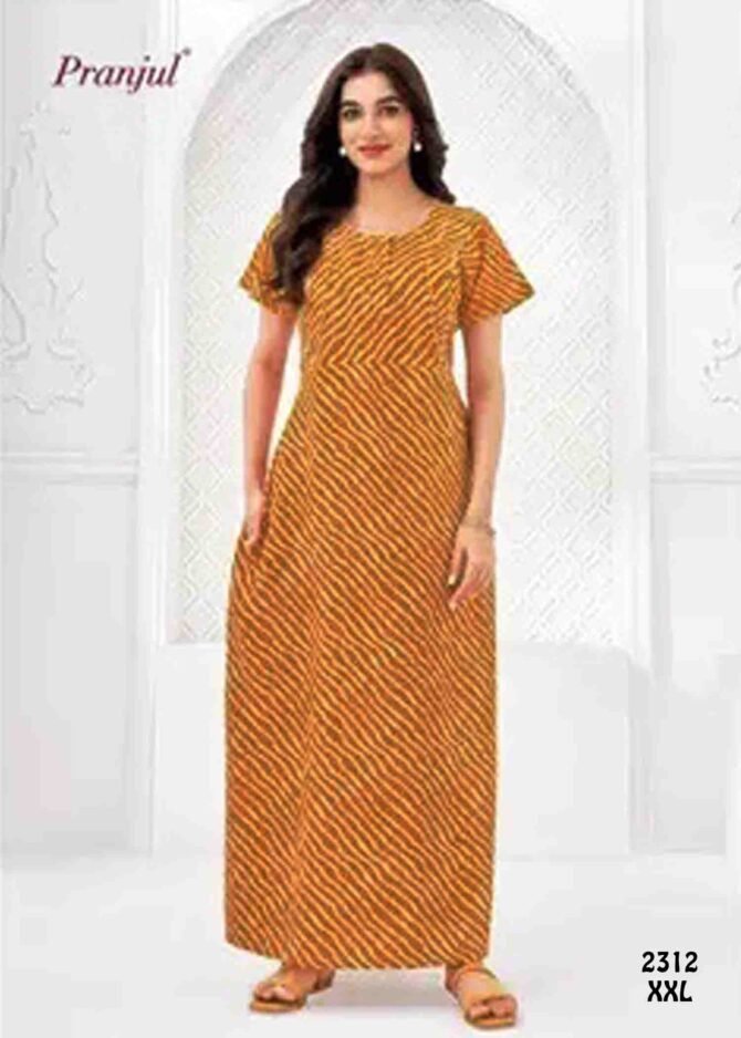 Aaghana -2312  [XXL]  Brown Color (Pranjul Brand) Cotton Readymade Pocket Nighty CM1235883 (LR2E)