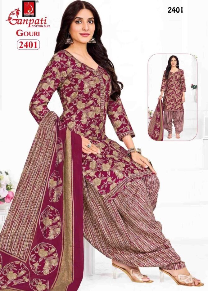 Ganpati Gouri  Patiyala Vol-10  - 2401   Purple Color Cotton Salwar Material CM1234480 (LR1E)