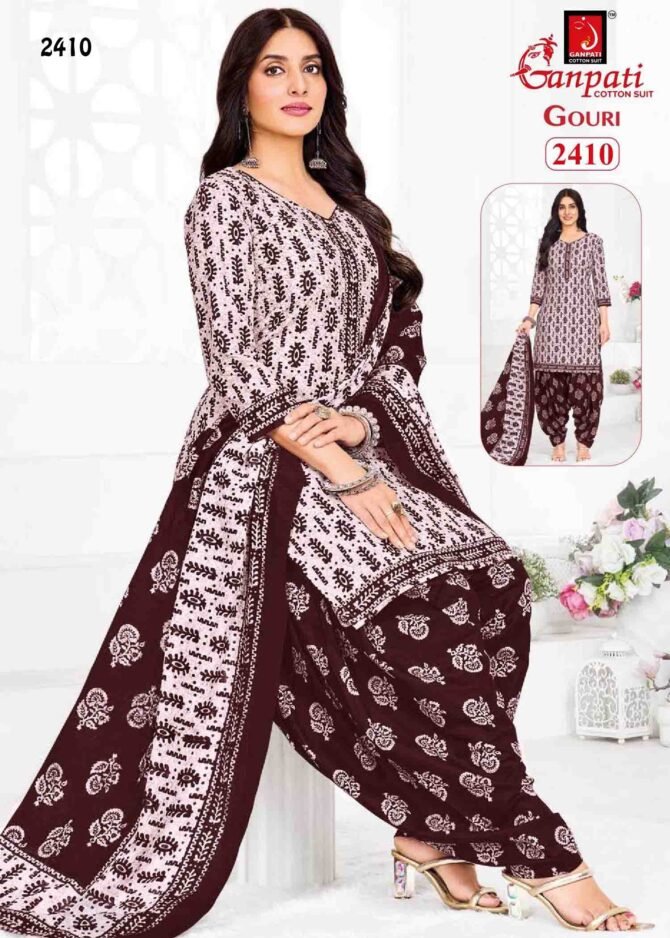 Ganpati Gouri  Patiyala Vol-10  - 2410   Ballet Slipper Pink Color Cotton Salwar Material CM1234480 (LR1E)