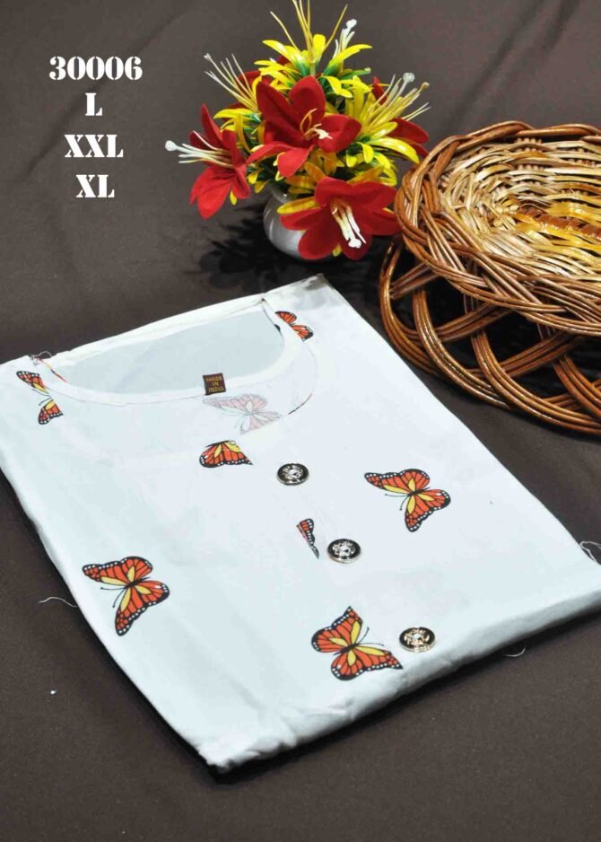 Anitha -30006 White Color Women's Rayon Fabric Printed Trendy Umbrella kurties CM1214097 [LR2C]