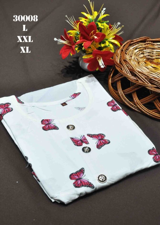 Anitha -30008 White Color Women's Rayon Fabric Printed Trendy Umbrella kurties CM1214097 [LR2C]