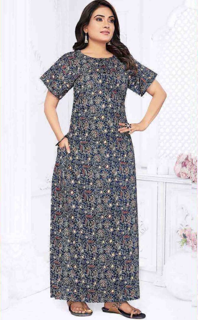 Shree-Ganesh - 3004-XXL  Peacock Blue Color Cotton Nighty Readymade CM1221268 (RR3B)