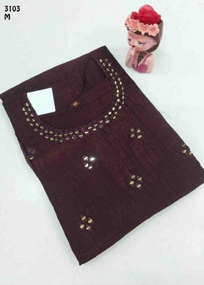 Arunthathy - 3103-M  Dark Maroon Color Jimmy Choo Readymade Kurti CM1219363 [RR3B]