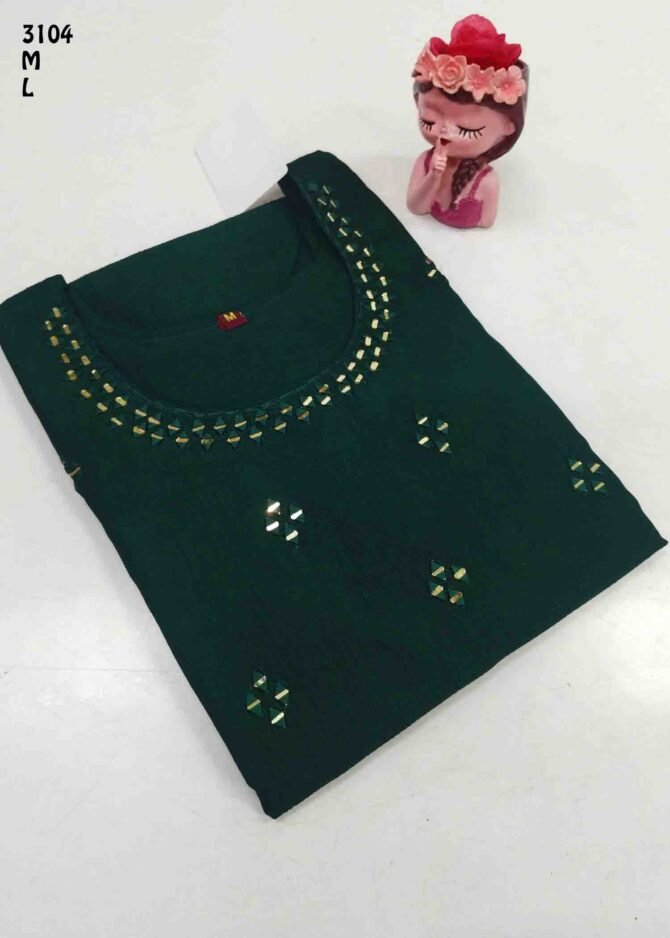 Arunthathy - 3104-M-L  Dark Green Color Jimmy Choo Readymade Kurti CM1219363 [RR3B]