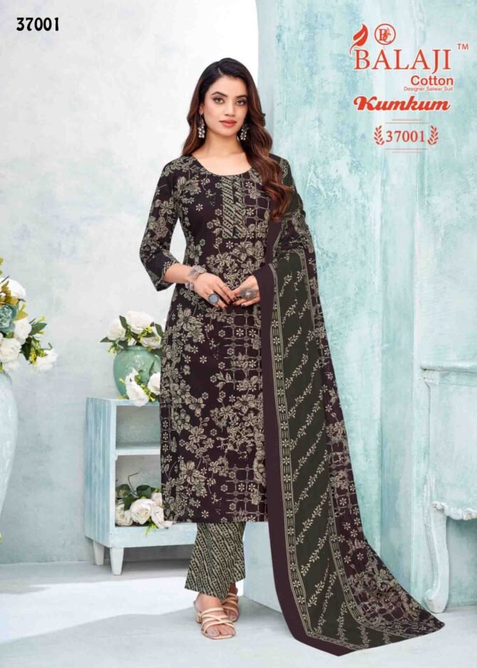 Balaji Cotton Kumkum Vol-37 - 37001   Ele Brown Color Cotton Salwar Material CM1226311 (RR1E)