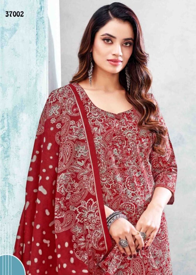 Balaji Cotton Kumkum Vol-37 - 37002   Red Color Cotton Salwar Material CM1226311 (RR1E)