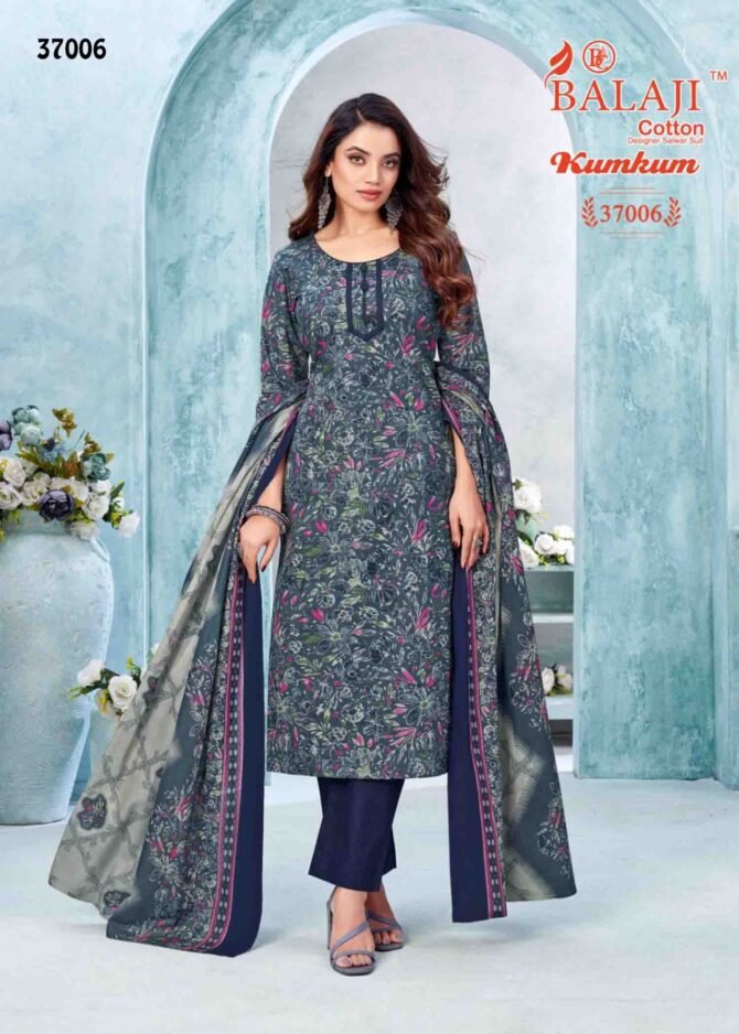 Balaji Cotton Kumkum Vol-37 - 37006   Slate Grey Color Cotton Salwar Material CM1226311 (RR1E)