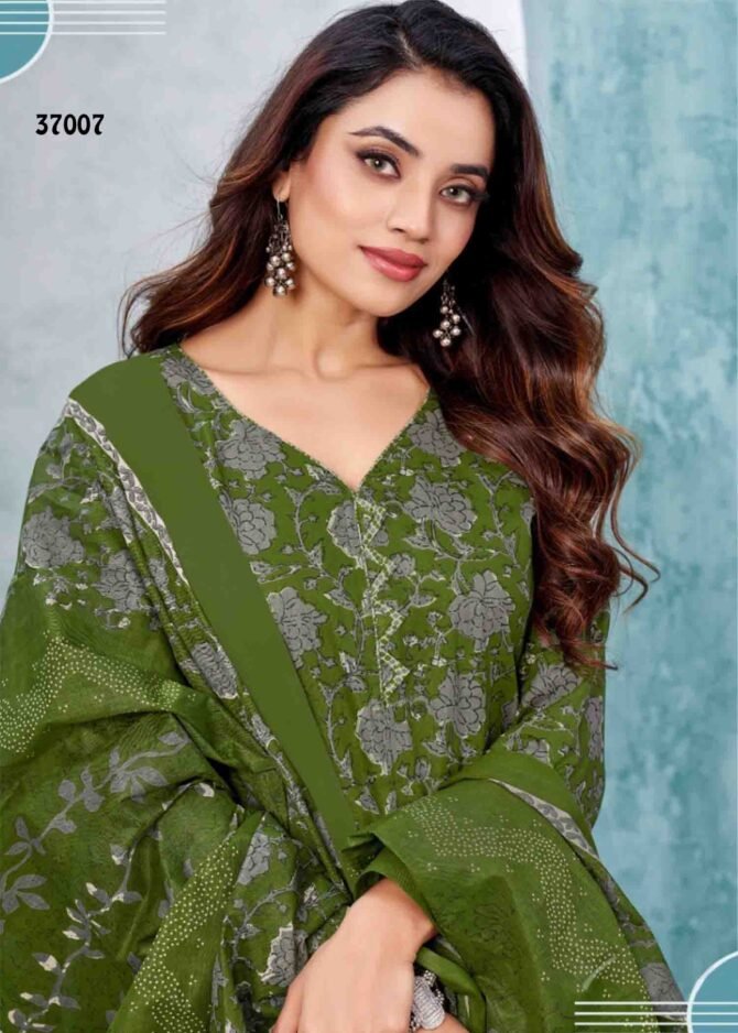 Balaji Cotton Kumkum Vol-37 - 37007   Fern Green Color Cotton Salwar Material CM1226311 (RR1E)