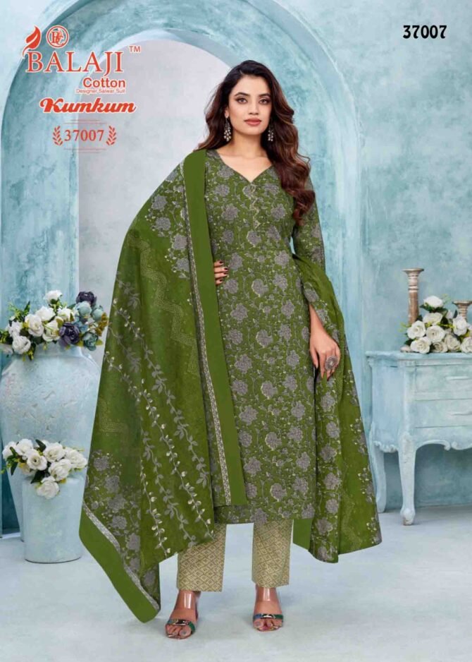 Balaji Cotton Kumkum Vol-37 - 37007   Fern Green Color Cotton Salwar Material CM1226311 (RR1E)