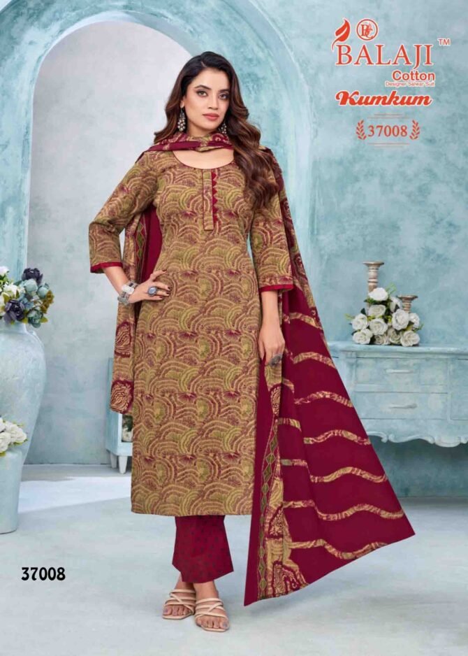 Balaji Cotton Kumkum Vol-37 - 37008   Chestnut Tan Color Cotton Salwar Material CM1226311 (RR1E)