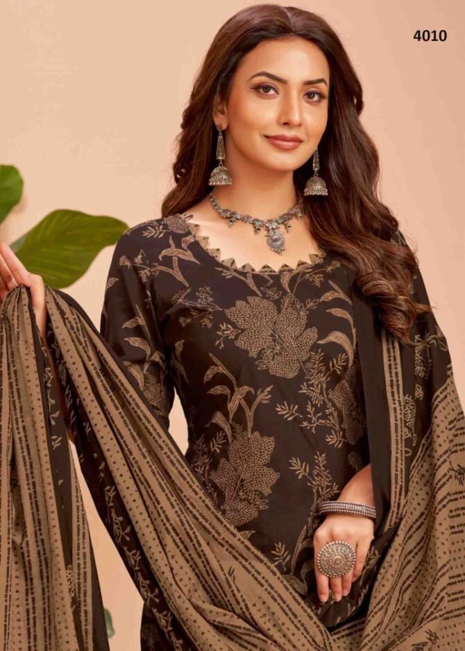 Balaji Trendy Cotton Vol-4  - 4010  Dark Elm Brown Color Cotton Salwar Material CM1226309 (RR4B)