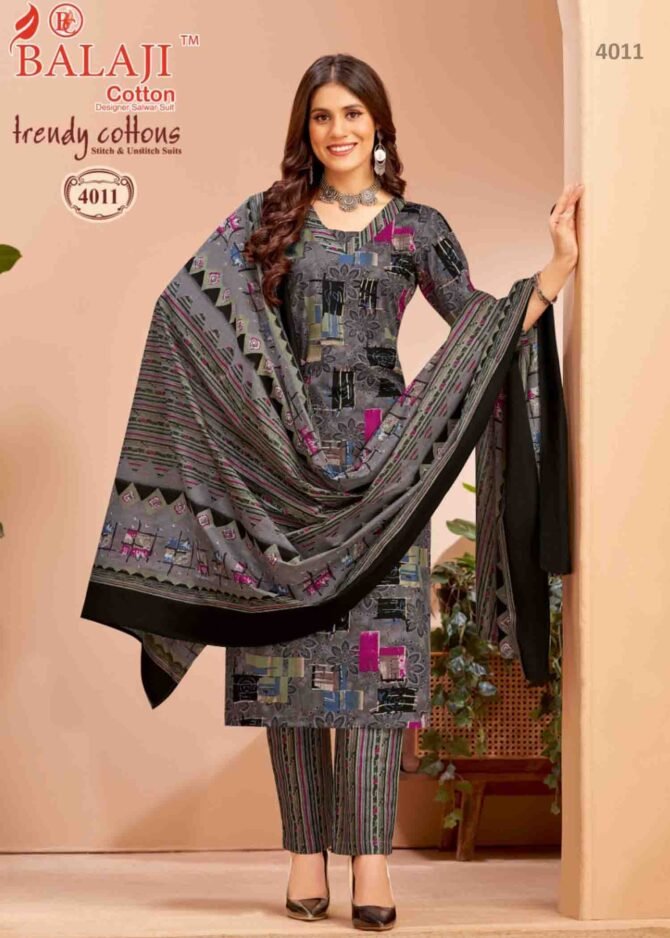 Balaji Trendy Cotton Vol-4  - 4011  Empirical Grey Color Cotton Salwar Material CM1226309 (RR4B)