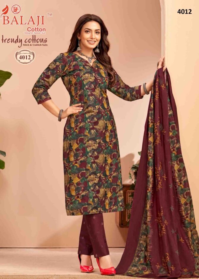 Balaji Trendy Cotton Vol-4  - 4012  Multi Color Cotton Salwar Material CM1226309 (RR4B)