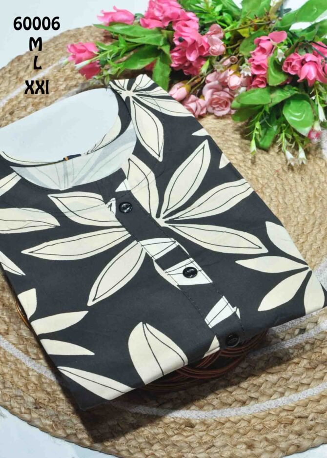 Poovizhi -60006 Black Color Women's Rayon Fabric Printed kurties CM1233318 [LR1B]