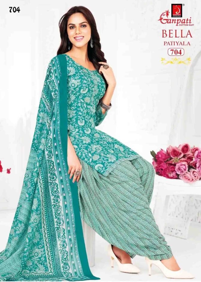 Ganpati Bella Patiyala Vol-07 - 704   Jungle Blue Color Cotton Salwar Material CM1234420 (LR1D)