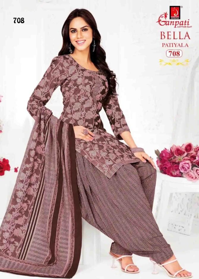 Ganpati Bella Patiyala Vol-07 - 708   Pecan Brown Color Cotton Salwar Material CM1234420 (LR1D)
