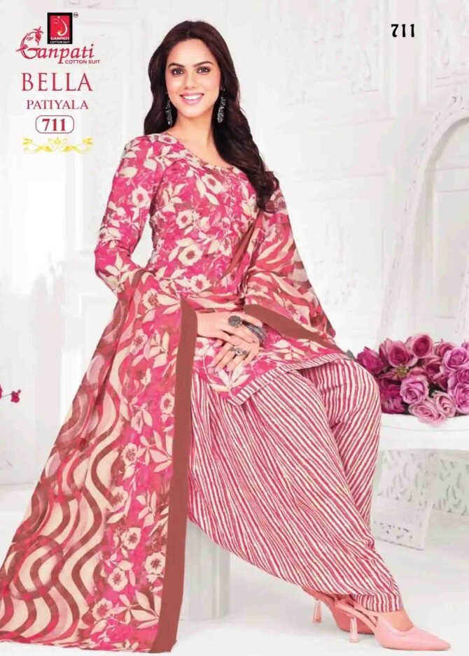 Ganpati Bella Patiyala Vol-07 - 711   Pink Color Cotton Salwar Material CM1234420 (LR1D)