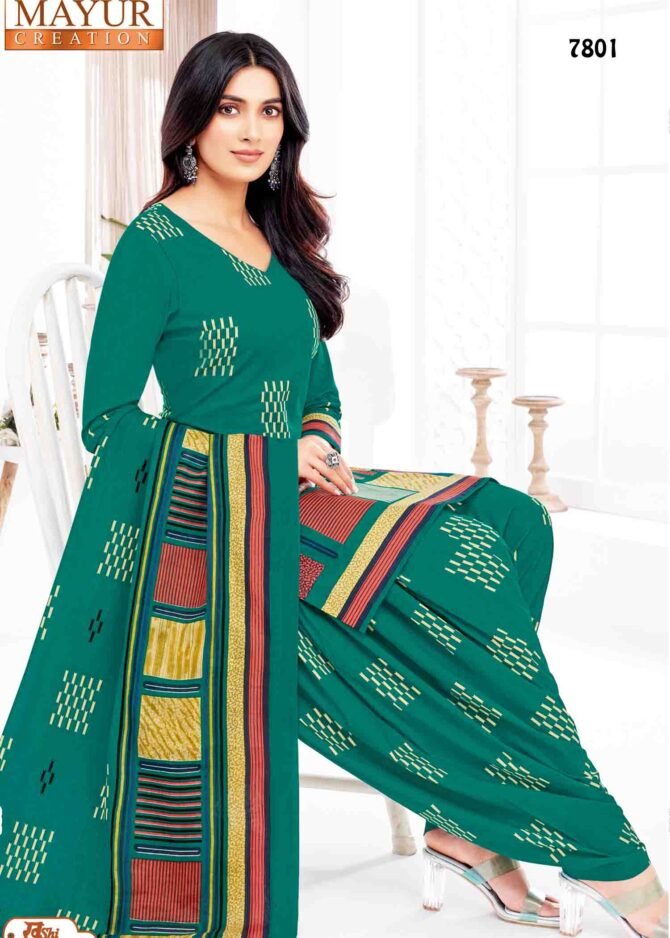 Mayur Kushi Vol-78 - 7801   Teal Green Color Cotton Salwar Material CM1222319 (RR1D)
