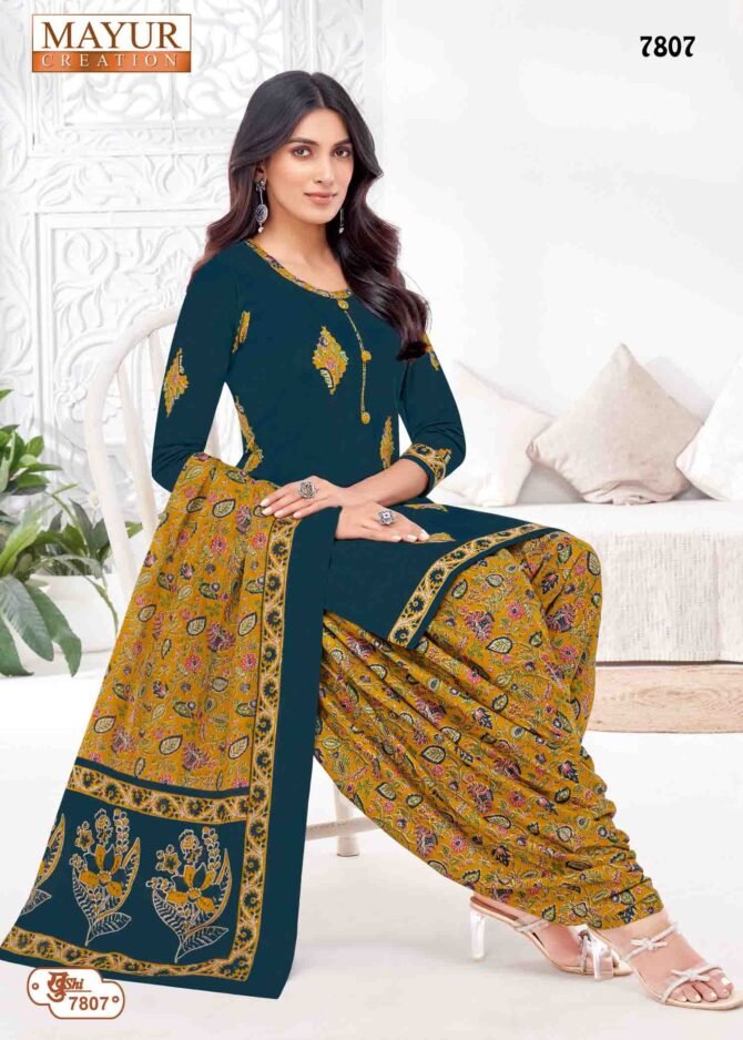 Mayur Kushi Vol-78 - 7807   Dark Peacock Blue Color Cotton Salwar Material CM1222319 (RR1D)