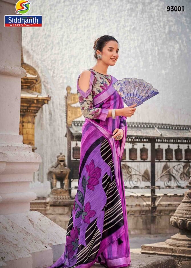 Siddhanth Ethnic Print - 93001  Dewberry Pink Color Fancy Linen Cottone Saree CM1211734 (RR5C)