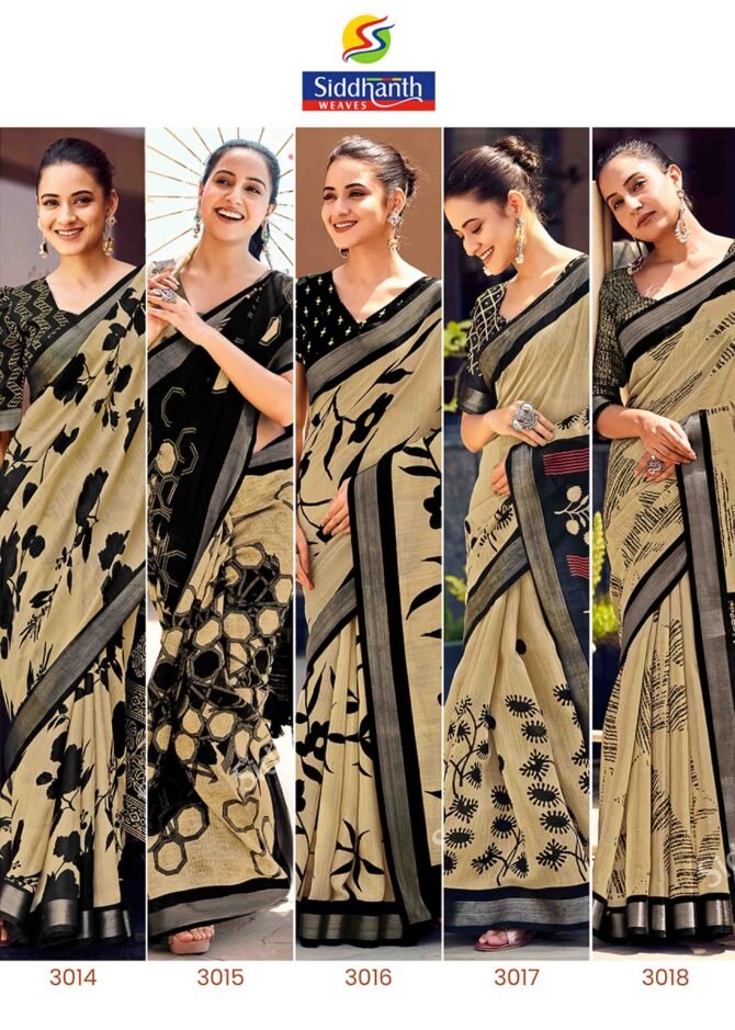Siddhanth- Chiku and Black - Linen Cotton Sarees CM1228341 (LR3E)