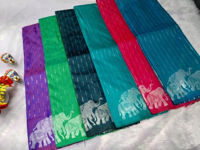 Menaka 06745-A multi colors Soft silk sarees CM1239846