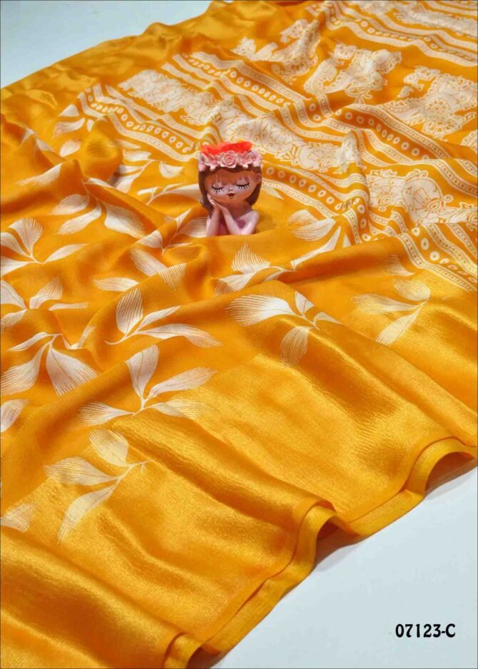 Birds -07123-C  Yellow Color Brasso Soft Chiffon Saree CM1251751 [LR11B]