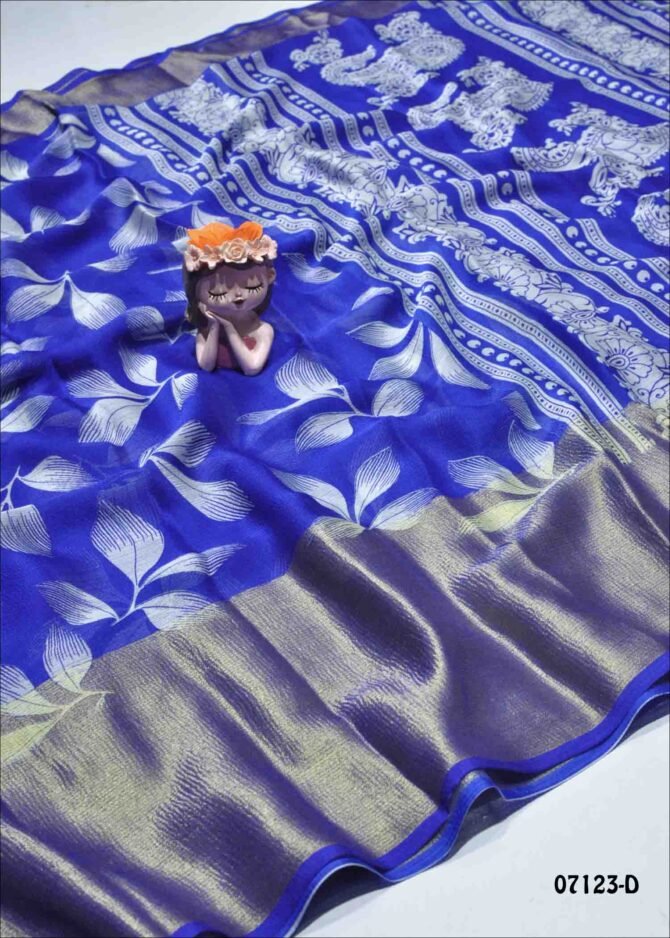 Birds -07123-D  Ink Blue Color Brasso Soft Chiffon Saree CM1251751 [LR11B]