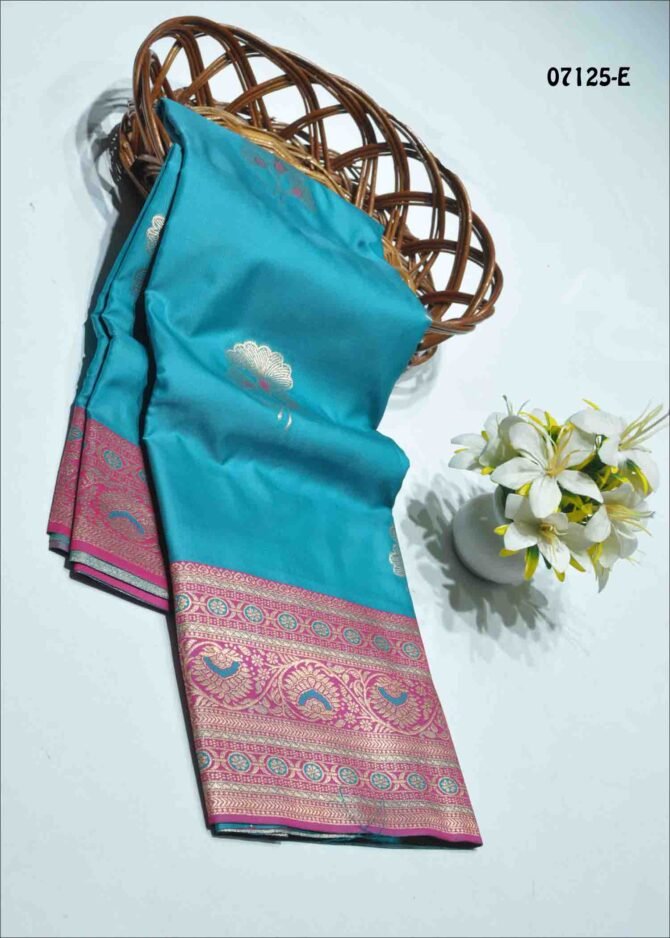 Bhargavi - 07125-E   Celeste Sky Blue Color Rich Look Banarasi Saree CM1248662 (LR2D)