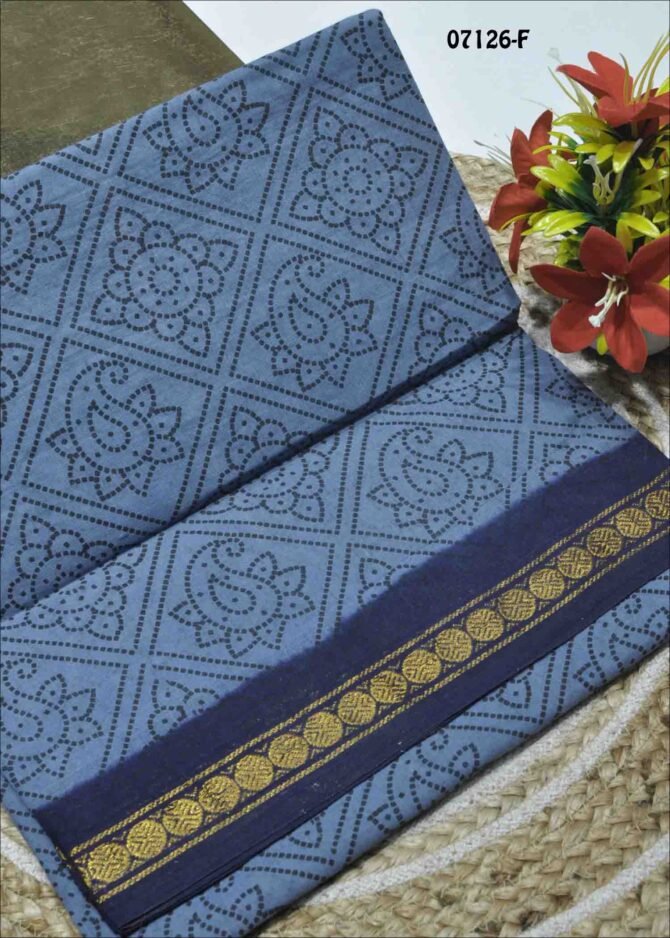 Nagavalli -07126-F  Slate Grey Color Madurai Chungudi Cotton Saree CM1254445 (LR4D)