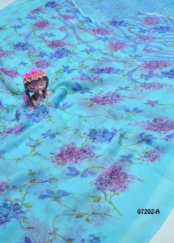 Boomika -07202-A Celeste Blue Color Printed Soft Chiffon Saree CM1240239 [RR1D]