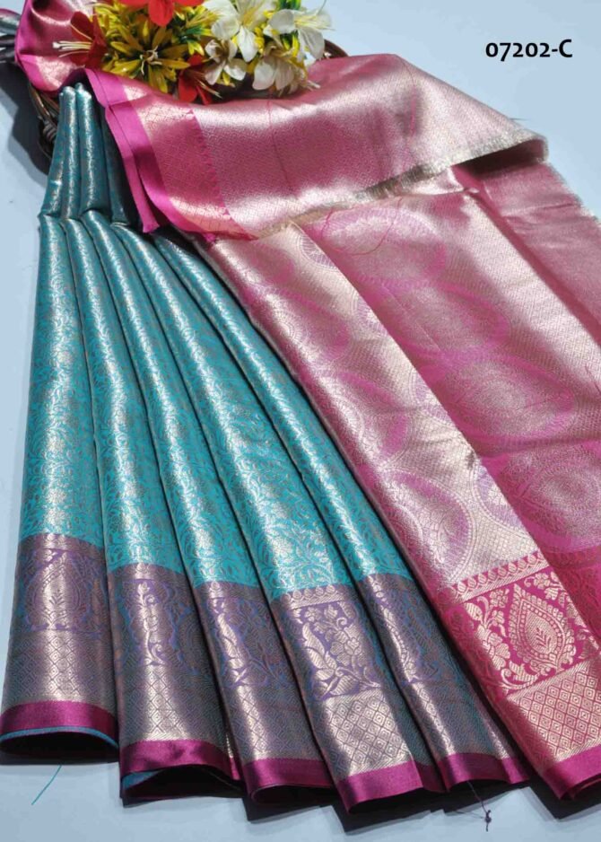 Ishanvi - 07202-C  Celeste Sky Blue Color Excellent Raw Silk Saree CM1246068 (LR1C)