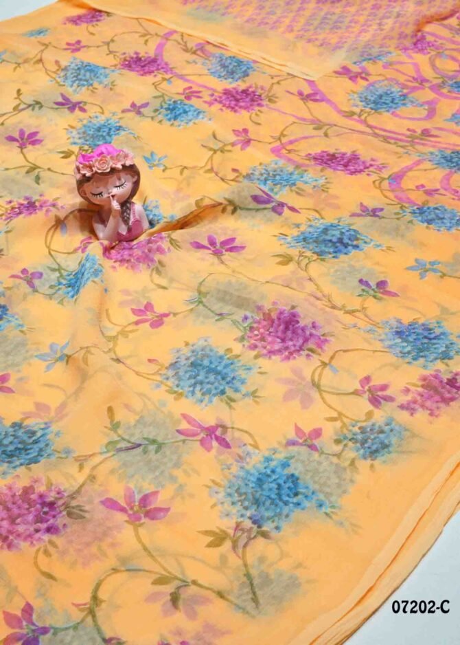 Boomika -07202-C Orange Color Printed Soft Chiffon Saree CM1240239 [RR1D]