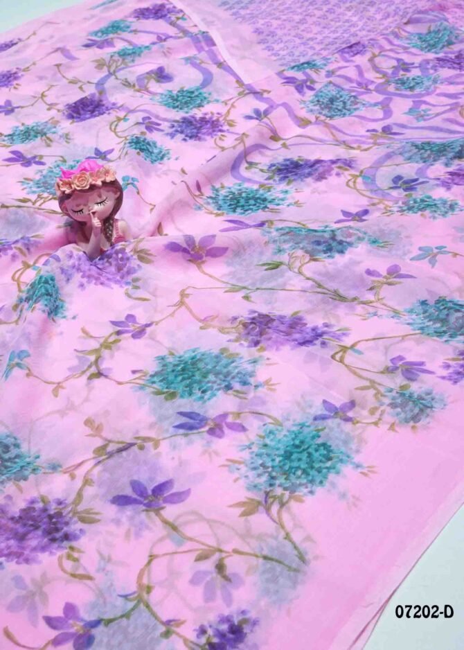 Boomika -07202-D Soft Berry Pink Color Printed Soft Chiffon Saree CM1240239 [RR1D]