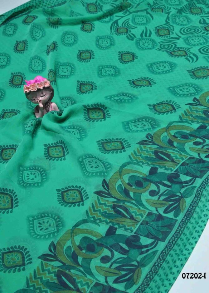 Boomika -07202-I Jade Green Color Printed Soft Chiffon Saree CM1240239 [RR1D]