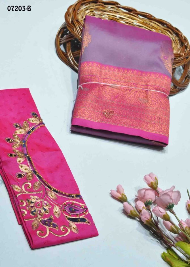 Hariaksa - 07203-B  PansyPurple Color Traditional Wear Semi-Banarasi Saree CM1239405 (RR1C)